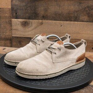 CLARKS ACTIVE AIR CUSHION MENS CASUAL SHOES BEIGE SUEDE OXFORDS SIZE 10.5M